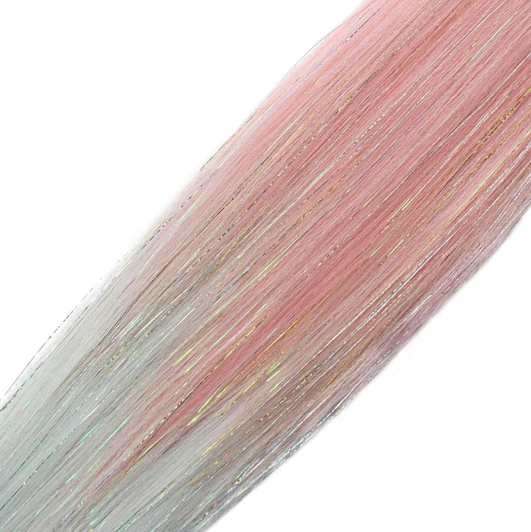 Pre-Stretched Tinsel Braiding Hair PINK/WHITE (3-Pack)