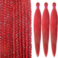Pre-Stretched Tinsel Braiding Hair RED (3-Pack)